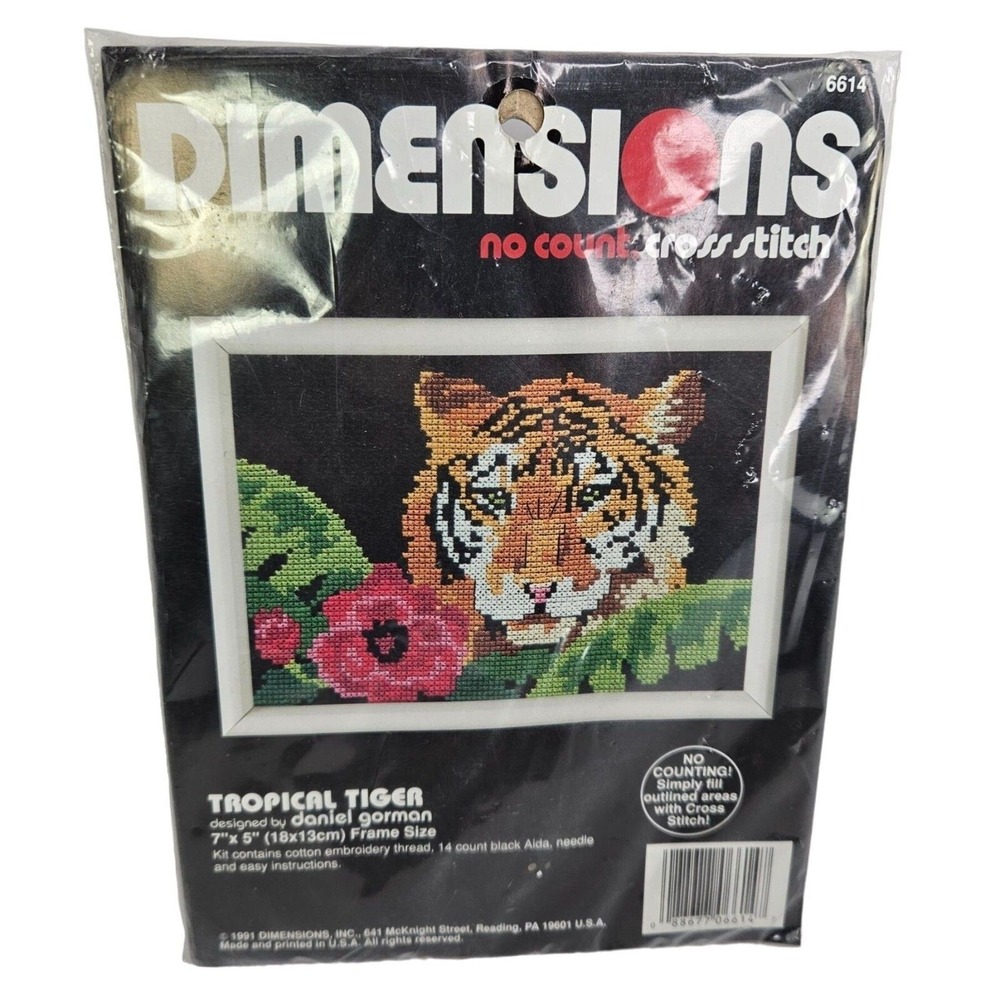 Dimensions Tropical‎ Tiger No Count Cross Stitch Kit 7 x 5 Wildlife Jungle New